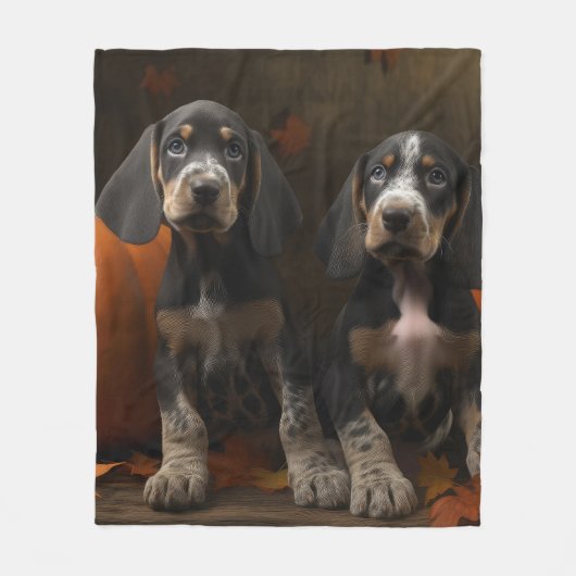 Bluetick Coonhound Puppy Herfst Delight Pompoen Fleece Deken (Voorkant)