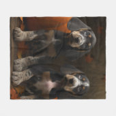Bluetick Coonhound Puppy Herfst Delight Pompoen Fleece Deken (Voorkant (Horizontaal))