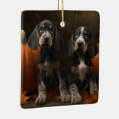 Bluetick Coonhound Puppy Herfst Delight Pompoen Keramisch Ornament (Rechts)