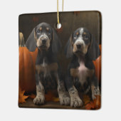 Bluetick Coonhound Puppy Herfst Delight Pompoen Keramisch Ornament (Links)