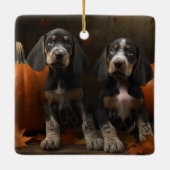 Bluetick Coonhound Puppy Herfst Delight Pompoen Keramisch Ornament (Achterkant)