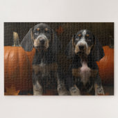 Bluetick Coonhound Puppy Herfst Delight Pompoen Legpuzzel (Horizontaal)