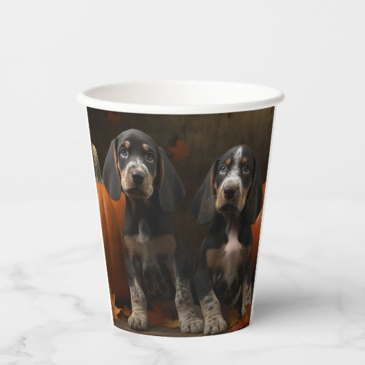 Bluetick Coonhound Puppy Herfst Delight Pompoen Papieren Bekers (Voorkant)