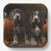 Bluetick Coonhound Puppy Herfst Delight Pompoen Papieren Bordje (Voorkant)