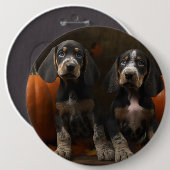Bluetick Coonhound Puppy Herfst Delight Pompoen Ronde Button 6,0 Cm (Voorkant /achterkant)