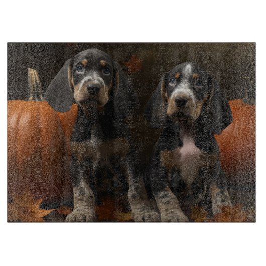 Bluetick Coonhound Puppy Herfst Delight Pompoen Snijplank (Voorkant)