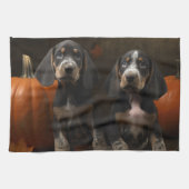 Bluetick Coonhound Puppy Herfst Delight Pompoen Theedoek (Horizontaal)