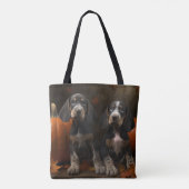 Bluetick Coonhound Puppy Herfst Delight Pompoen Tote Bag (Achterkant)