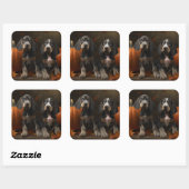 Bluetick Coonhound Puppy Herfst Delight Pompoen Vierkante Sticker (Vel)