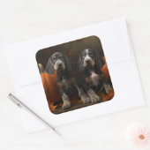 Bluetick Coonhound Puppy Herfst Delight Pompoen Vierkante Sticker (Envelop)