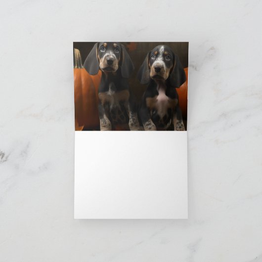 Bluetick Coonhound Puppy Herfstpracht Pompoen  Kaart (Binnen)