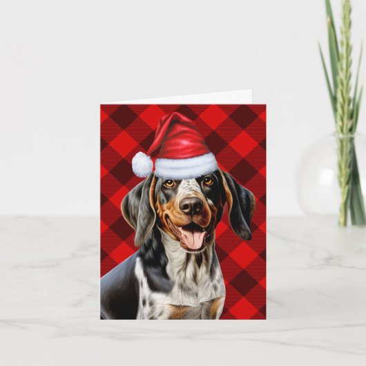 Bluetick Coonhound Red Buffalo Plaid Kerstmis Feestdagen Kaart (Voorkant)