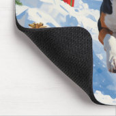 Bluetick Coonhound Rent in de Sneeuw met Kerstmis Muismat (Hoek)