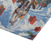 Bluetick Coonhound Rent in de Sneeuw met Kerstmis Snijplank (Hoek)