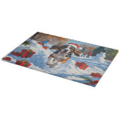 Bluetick Coonhound Rent in de Sneeuw met Kerstmis Snijplank (Hoek)