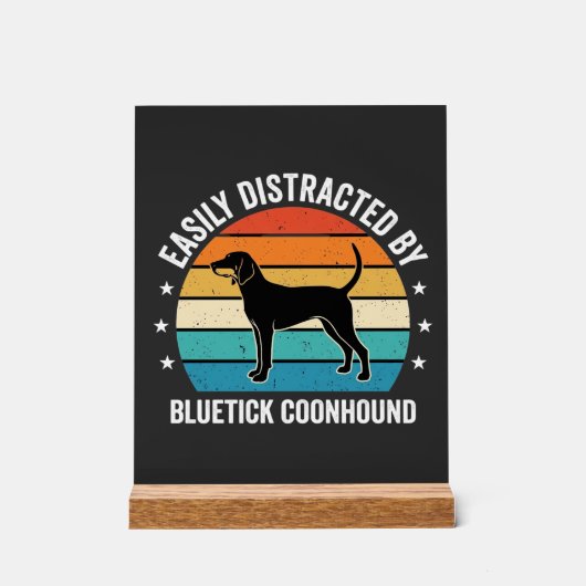 Bluetick Coonhound Retro Zonsondergang Hond Acryl Bord (Voorkant)