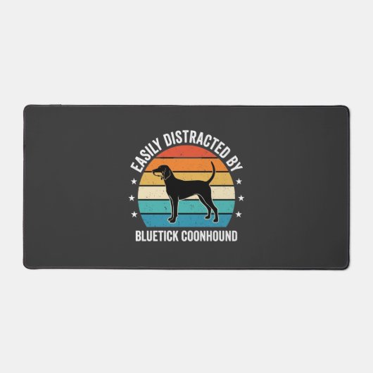 Bluetick Coonhound Retro Zonsondergang Hond Bureaumat (Voorkant)