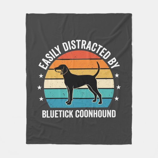 Bluetick Coonhound Retro Zonsondergang Hond Fleece Deken (Voorkant)