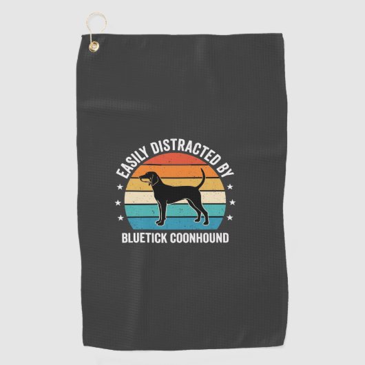 Bluetick Coonhound Retro Zonsondergang Hond Golfhanddoek (Voorkant)