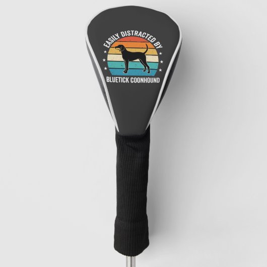 Bluetick Coonhound Retro Zonsondergang Hond Golfheadcover (Voorkant)