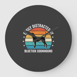 Bluetick Coonhound Retro Zonsondergang Hond Grote Klok