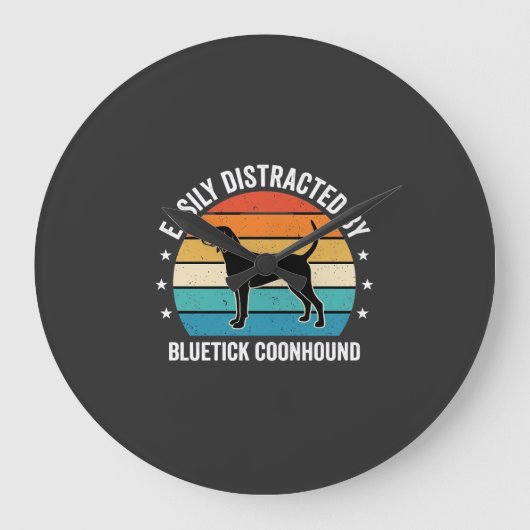 Bluetick Coonhound Retro Zonsondergang Hond Grote Klok (Voorkant)