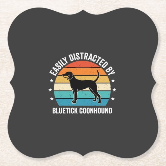 Bluetick Coonhound Retro Zonsondergang Hond Kartonnen Onderzetters (Voorkant)