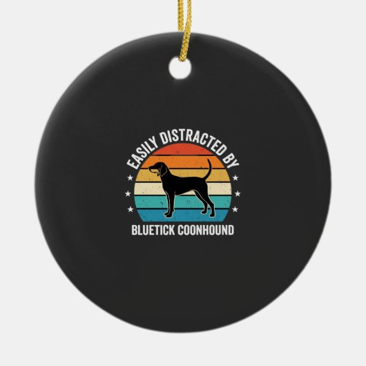 Bluetick Coonhound Retro Zonsondergang Hond Keramisch Ornament (Voorkant)