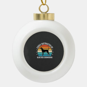 Bluetick Coonhound Retro Zonsondergang Hond Keramische Bal Ornament