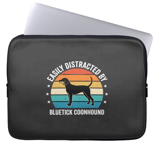 Bluetick Coonhound Retro Zonsondergang Hond Laptop Sleeve (Voorkant)
