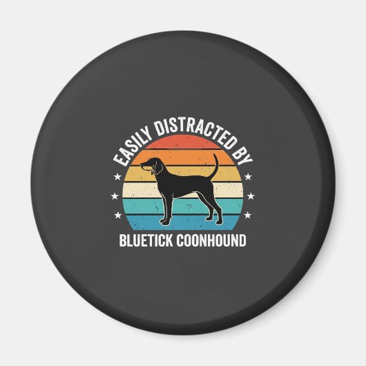 Bluetick Coonhound Retro Zonsondergang Hond Magneet (Voorkant)