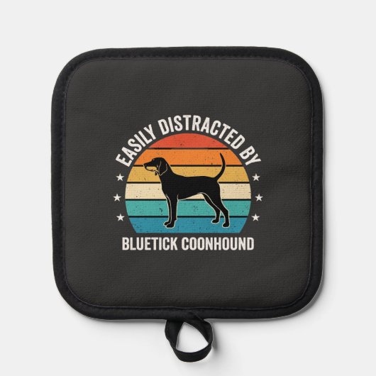 Bluetick Coonhound Retro Zonsondergang Hond Pannenlap (Voorkant)