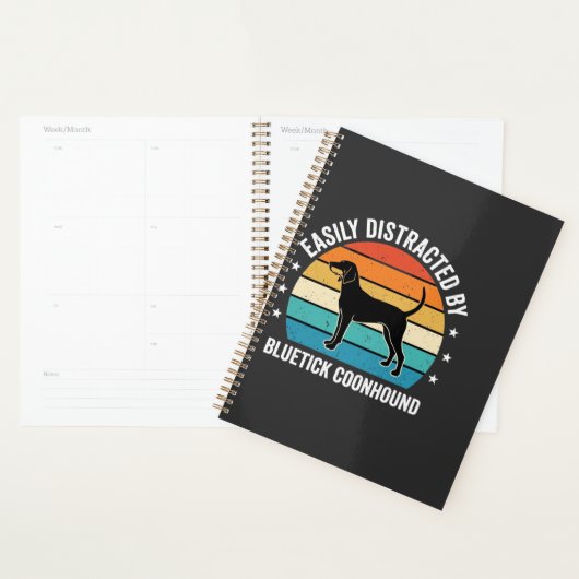 Bluetick Coonhound Retro Zonsondergang Hond Planner (Display)