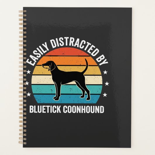 Bluetick Coonhound Retro Zonsondergang Hond Planner (Voorkant)