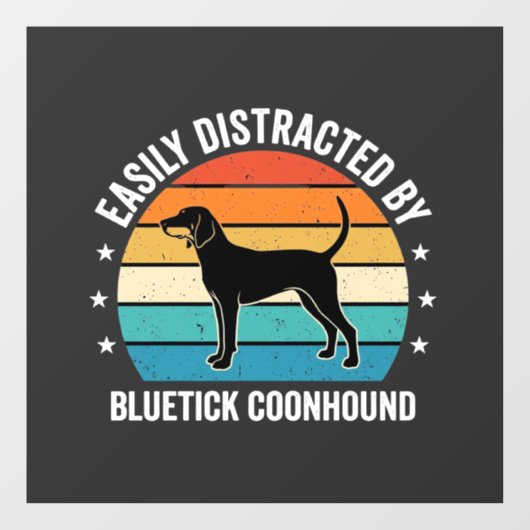 Bluetick Coonhound Retro Zonsondergang Hond Raamsticker (Vel)