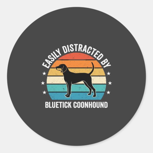 Bluetick Coonhound Retro Zonsondergang Hond Ronde Sticker (Voorkant)