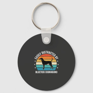 Bluetick Coonhound Retro Zonsondergang Hond Sleutelhanger