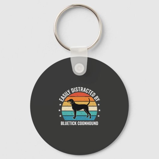 Bluetick Coonhound Retro Zonsondergang Hond Sleutelhanger (Voorkant)