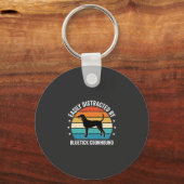 Bluetick Coonhound Retro Zonsondergang Hond Sleutelhanger (Voorkant)