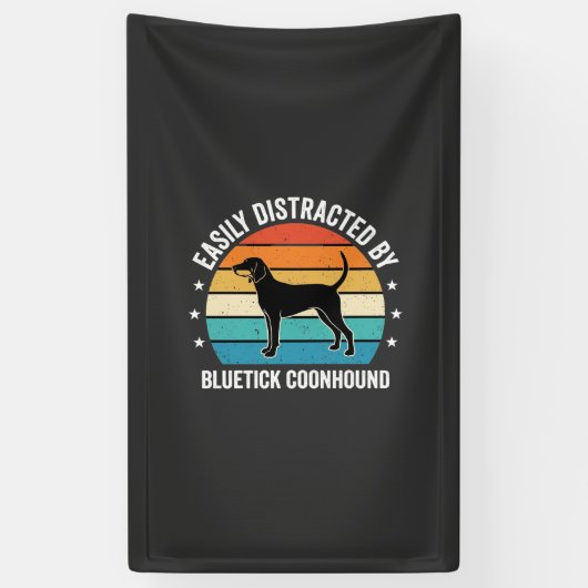 Bluetick Coonhound Retro Zonsondergang Hond Spandoek (Verticaal)