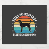 Bluetick Coonhound Retro Zonsondergang Hond Sparkling Wijnetiket (Enkel label)