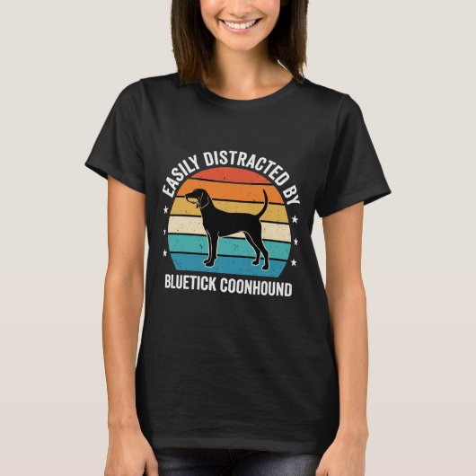 Bluetick Coonhound Retro Zonsondergang Hond T-shirt (Voorkant)