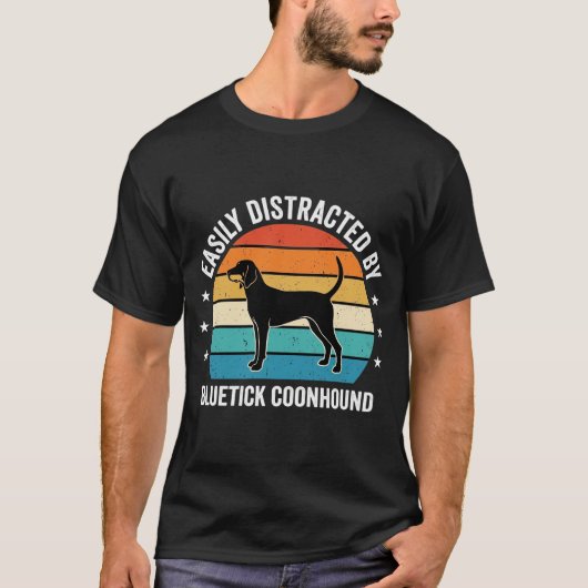 Bluetick Coonhound Retro Zonsondergang Hond T-shirt (Voorkant)