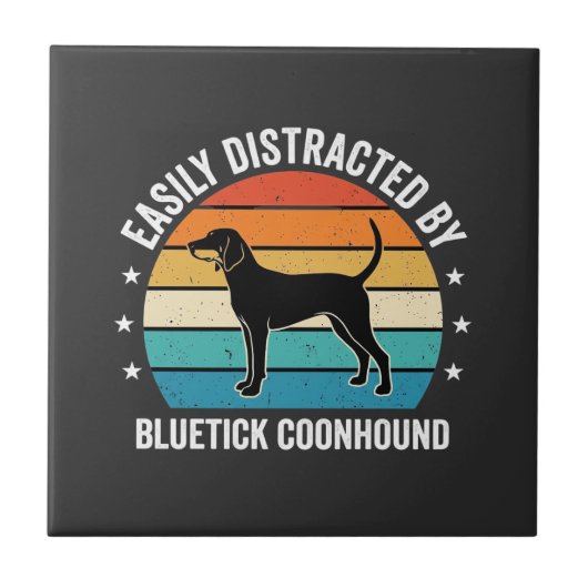 Bluetick Coonhound Retro Zonsondergang Hond Tegeltje (Voorkant)