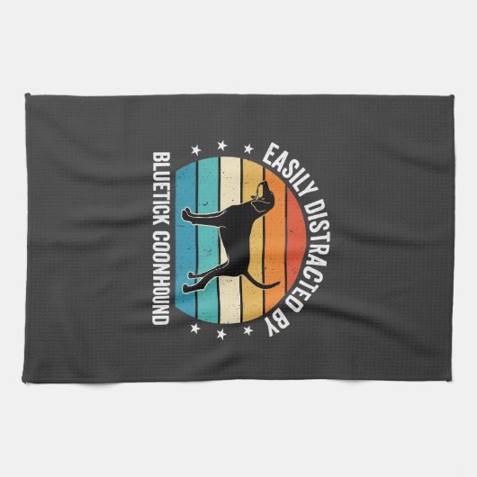 Bluetick Coonhound Retro Zonsondergang Hond Theedoek (Horizontaal)