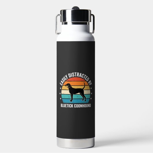 Bluetick Coonhound Retro Zonsondergang Hond Waterfles (Voorkant)