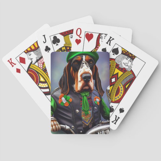Bluetick Coonhound rijdt op fiets St. Patrick's Da Pokerkaarten (Achterkant)