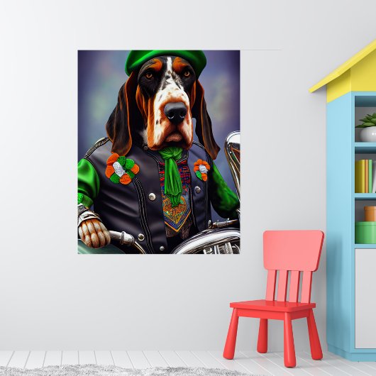 Bluetick Coonhound rijdt op fiets St. Patrick's Da Poster (Kinderkamer 1)
