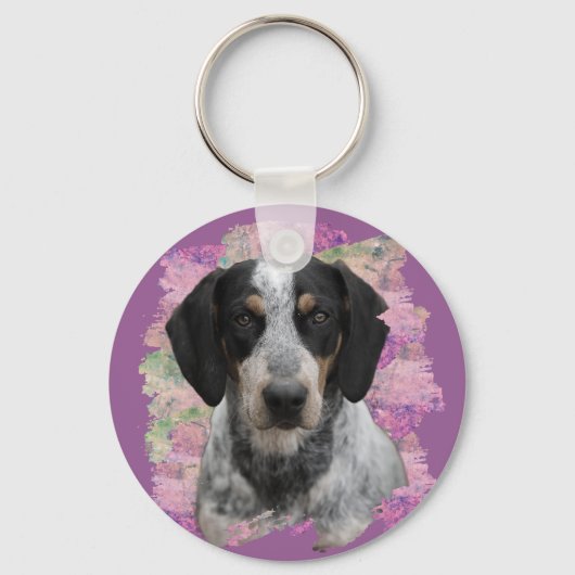 Bluetick Coonhound Roze Lila Hondenliefhebber Foto Sleutelhanger (Achterkant)