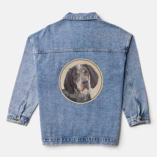 Bluetick Coonhound Schilderij - Cute Originele Hon Denim Jacket (Achterkant)